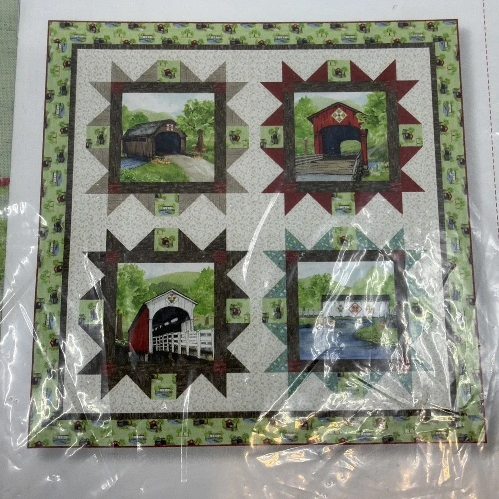 COVERED BRIDGES in Spring Bridges Tour Quilt Kit #KT-15820 Riley Blake 72